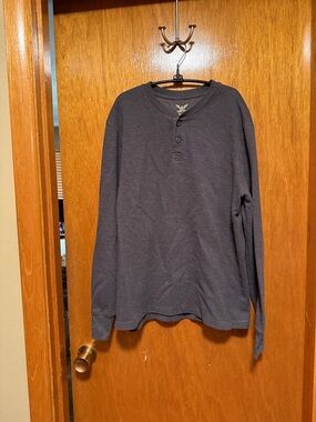 Faded Glory Dark Gray Long-Sleeve Henley Shirt